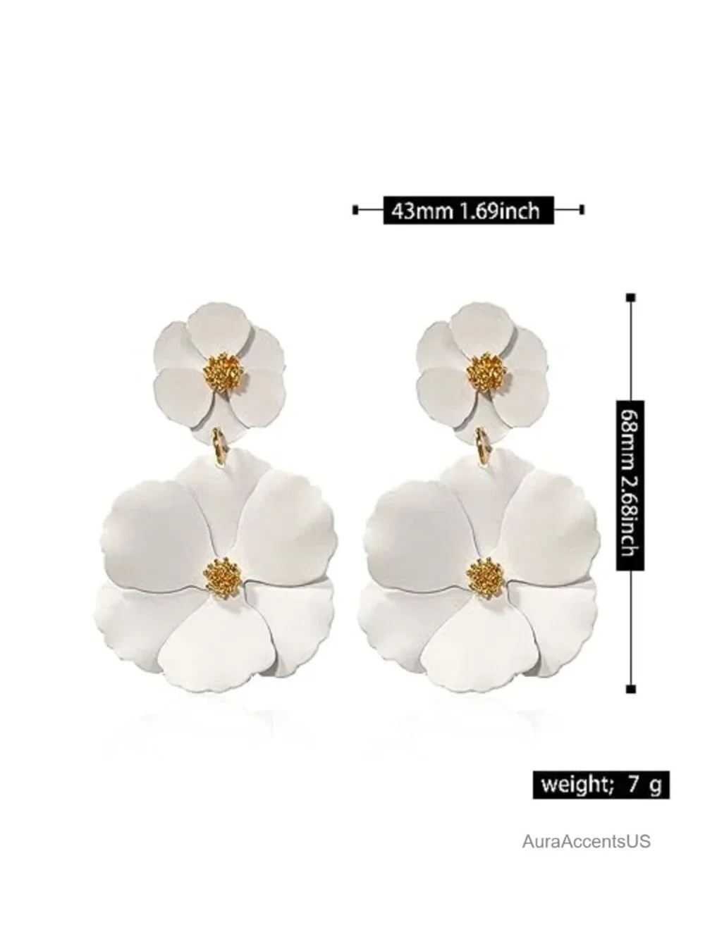 Boho 2-Layered Floral Petal Drop Dangle Earrings for Women Alloy Statement